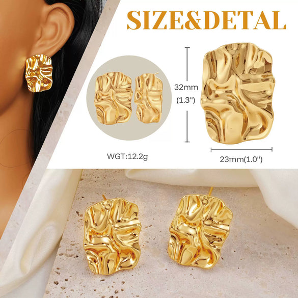 Women's Zinc Alloy Irregular Pleated Geometric Flower Earrings With Ecofriendly Electroplated Finish Sweet And Cool Fashion Jewelry
