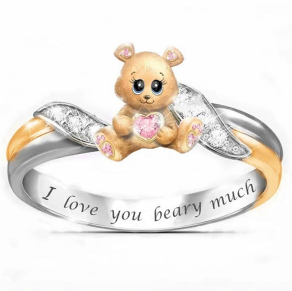 Women's Zinc Alloy Kitten And Bee Open Ring With Electroplated Finish And Animalinspired Niche Design