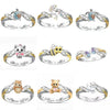 Women's Zinc Alloy Kitten And Bee Open Ring With Electroplated Finish And Animalinspired Niche Design