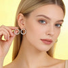 Women's Zinc Alloy Leaf And Floral Geometric Earrings With Rhinestone Embellishment And Elegant Statement Style