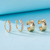 Women's Zinc Alloy Leaf Hoop Earrings And Nonpierced Ear Clips With Hammered Geometric Floral Design And Electroplated Finish