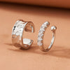 Women's Zinc Alloy Leaf Hoop Earrings And Nonpierced Ear Clips With Hammered Geometric Floral Design And Electroplated Finish