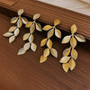 Women's Zinc Alloy Leaf Tassel Earrings Light Luxury Style Electroplating