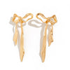 Women's Zinc Alloy Pleated Bowknot Stud Earrings With Geometric Floral Design And Ecofriendly Electroplated Finish