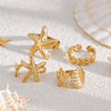 Women's Zinc Alloy Ring Set With Plated Starfish And Shell Designs Stylish Adjustable Beach Vacation Jewelry