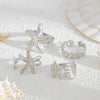 Women's Zinc Alloy Ring Set With Plated Starfish And Shell Designs Stylish Adjustable Beach Vacation Jewelry
