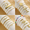 Women's Zinc Alloy Simple Multilayer Bracelet With Bow Drop Shape Star Geometric Animal Zodiac Letter Number Text Patterns And Electroplating Treatment