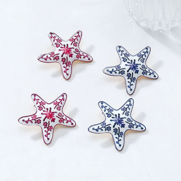 Women's Zinc Alloy Star Shaped Dripping Oil Fashion Earrings With Star Print