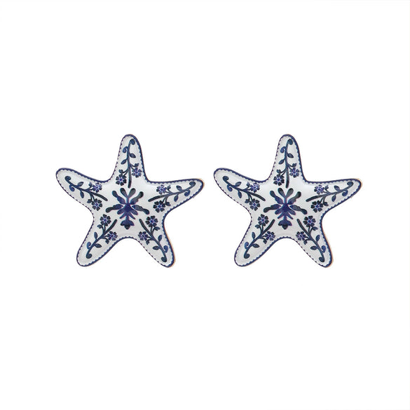 Women's Zinc Alloy Star Shaped Dripping Oil Fashion Earrings With Star Print