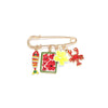 Women's Zinc Alloy Vacation Style Safety Pin Brooch With Cartoon Fish Lobster And Flower Pendants Electroplated Animal Accessory