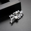 Women's Zircon And Pearl Flower Leaf Brooch Decorative Fashion Clothing Accessory With Micro Inlay Detail