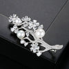 Women's Zircon And Pearl Flower Leaf Brooch Decorative Fashion Clothing Accessory With Micro Inlay Detail