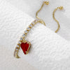 Women's Zircon Claw Chain Pull Out Bracelet With Heart Pendant Simple Natural Style Diamond Inlay Hand Jewelry