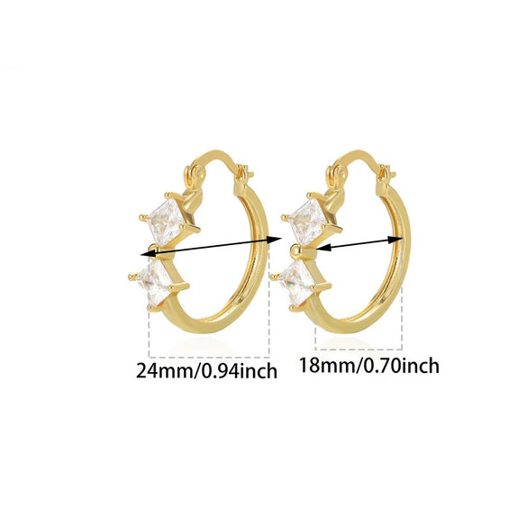 Women's Zircon Cross Goldplated Earrings New Style Simple And Elegant