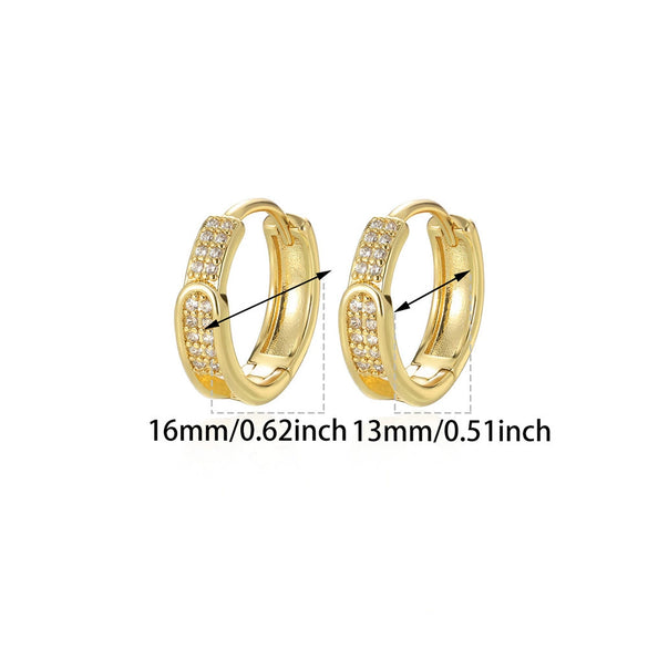 Women's Zircon Cross Goldplated Earrings New Style Simple And Elegant