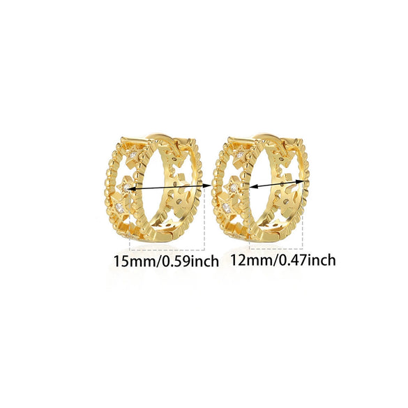 Women's Zircon Cross Goldplated Earrings New Style Simple And Elegant