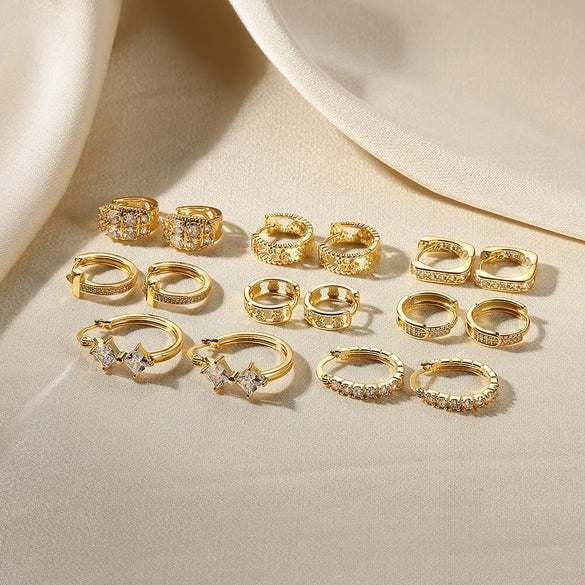 Women's Zircon Cross Goldplated Earrings New Style Simple And Elegant