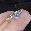 Women's Zircon Engagement Ring Copper Inlay Geometric Style