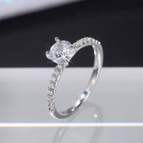 Women's Zircon Engagement Ring Copper Inlay Geometric Style