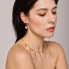 Women's Zircon Freshwater Pearl Earrings Light Luxury Geometric Electroplating