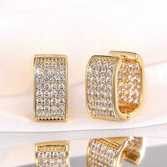 Women's Zircon Inlaid Geometric Square Light Luxury Style Earrings