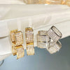 Women's Zircon Inlaid Geometric Square Light Luxury Style Earrings