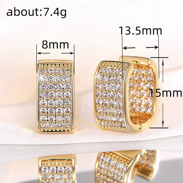 Women's Zircon Inlaid Geometric Square Light Luxury Style Earrings