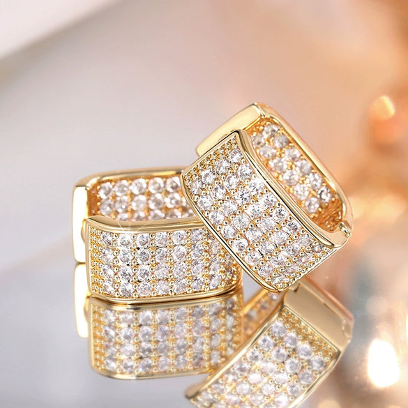 Women's Zircon Inlaid Geometric Square Light Luxury Style Earrings