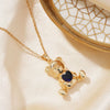 Women's Zircon Love Bear Heart Pendant Twisted Chain Necklace Fashionable With Animal Zodiac Design