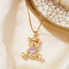 Women's Zircon Love Bear Heart Pendant Twisted Chain Necklace Fashionable With Animal Zodiac Design