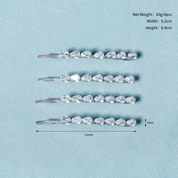 Women's Zircon Rhinestone Side Hair Clip Metal Bangs Hairpin Elegant Diamond Design Luxury Daily Headwear Accessory