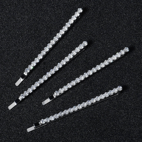Women's Zircon Rhinestone Side Hair Clip Metal Bangs Hairpin Elegant Diamond Design Luxury Daily Headwear Accessory