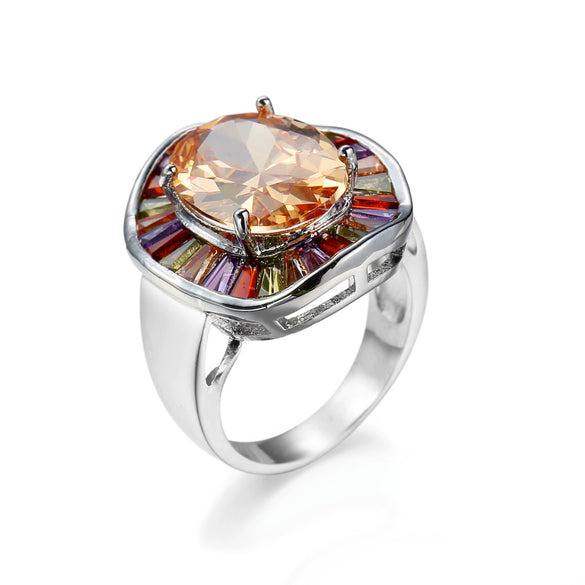 Women's Zircon Ring Copper Geometric Electroplated Light Luxury Jewelry