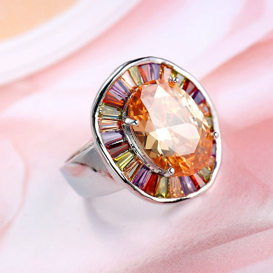 Women's Zircon Ring Copper Geometric Electroplated Light Luxury Jewelry