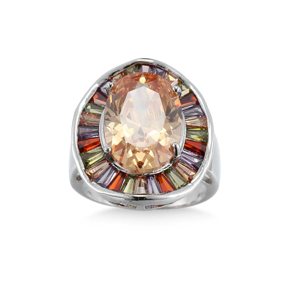 Women's Zircon Ring Copper Geometric Electroplated Light Luxury Jewelry