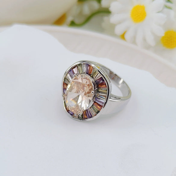 Women's Zircon Ring Copper Geometric Electroplated Light Luxury Jewelry