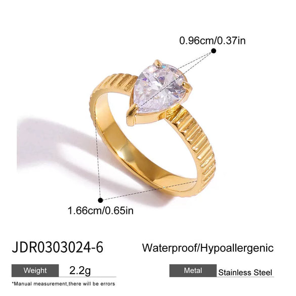 Women's Zircon Ring Stainless Steel Geometric Animal Style Electroplated Jewelry