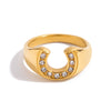 Women's Zircon Ring Stainless Steel Geometric Animal Style Electroplated Jewelry