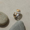Women's Zircon Ring Stainless Steel Geometric Style Electroplated