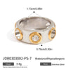 Women's Zircon Ring Stainless Steel Geometric Style Electroplated