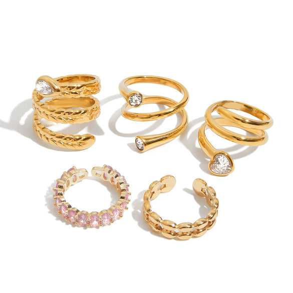 Women's Zircon Ring Stainless Steel Nonfading Light Luxury Geometric Electroplated Jewelry