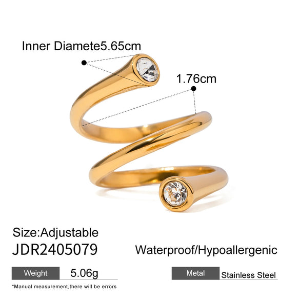 Women's Zircon Ring Stainless Steel Nonfading Light Luxury Geometric Electroplated Jewelry