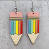 Wood Handmade Earrings With Leopard Print Heart Ushaped And Geometric Patterns