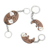 Wooden Couple Keychain With Simulation Otter Cat Hedgehog Raccoon Design
