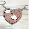 Wooden Couple Keychain With Simulation Otter Cat Hedgehog Raccoon Design
