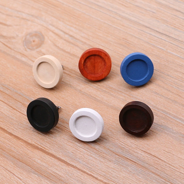 Wooden Earring Holder Cartoon Style Round Pattern Electroplated Diy Jewelry Accessories
