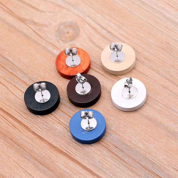 Wooden Earring Holder Cartoon Style Round Pattern Electroplated Diy Jewelry Accessories