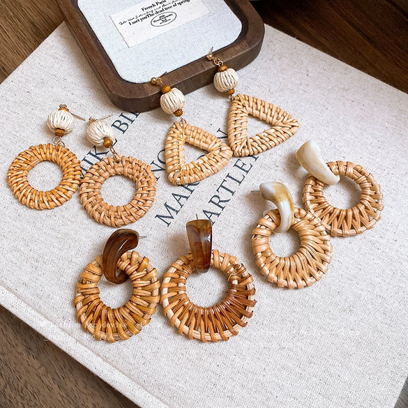 Wooden Geometric Handmade Bohemian Vintage Earrings