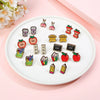 Wooden Handmade Simple Style Book Scissors Caliper Pencil Earrings