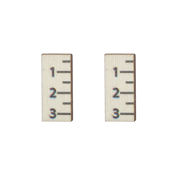 Wooden Handmade Simple Style Book Scissors Caliper Pencil Earrings